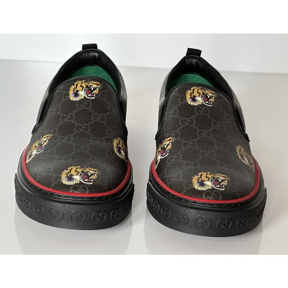 NIB Gucci Men's Low-top Tiger Black Canvas Sneakers 11.5 US (Gucci 11) 699971 IT